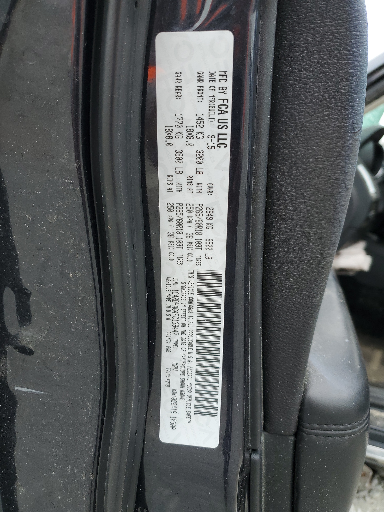 1C4RDHAG4FC139447 2015 Dodge Durango Sxt