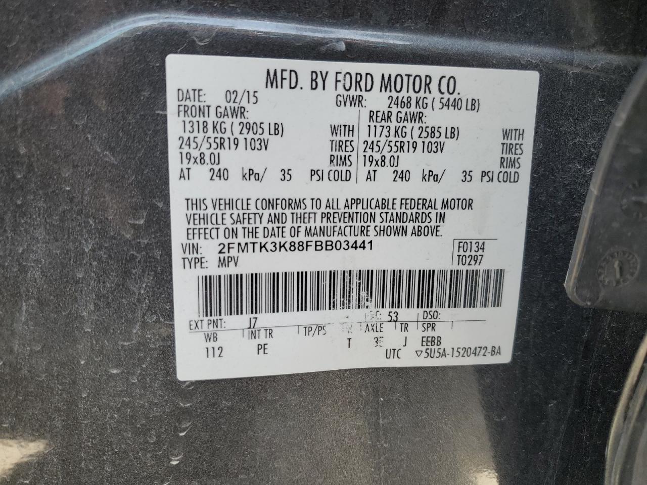 2FMTK3K88FBB03441 2015 Ford Edge Titanium