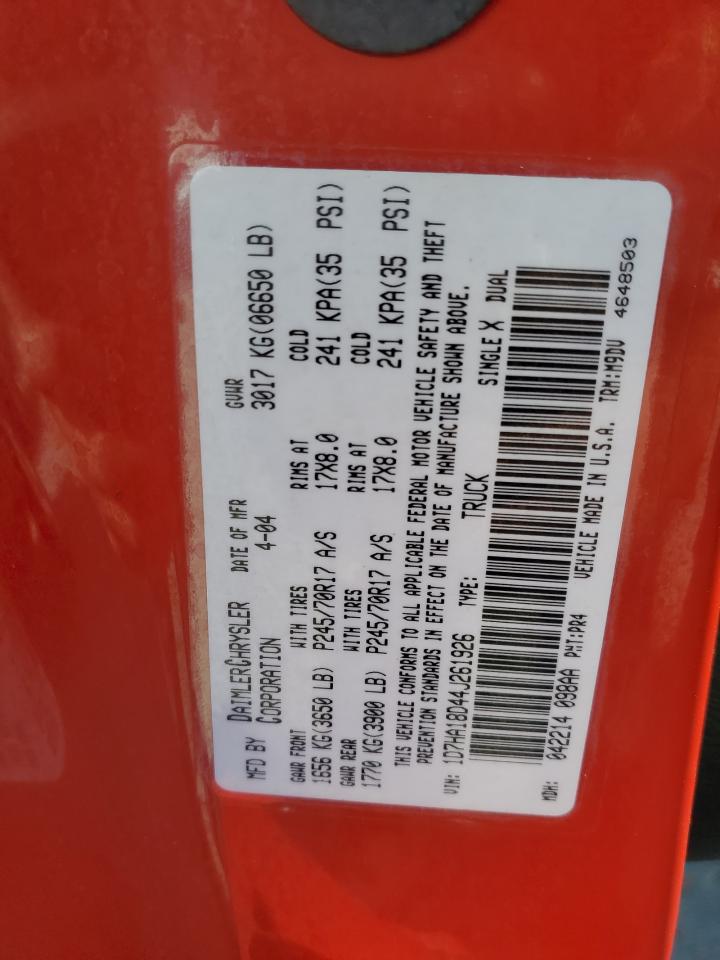 2004 Dodge Ram 1500 St VIN: 1D7HA18D44J261926 Lot: 52938374