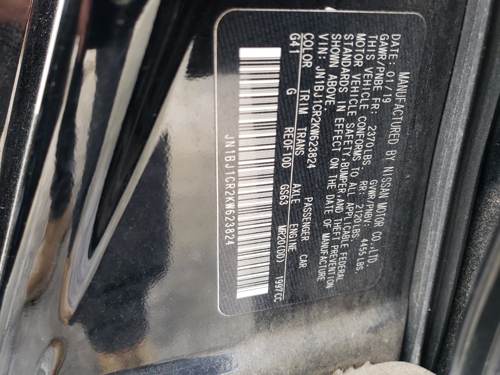 JN1BJ1CR2KW623824 2019 Nissan Rogue Sport S