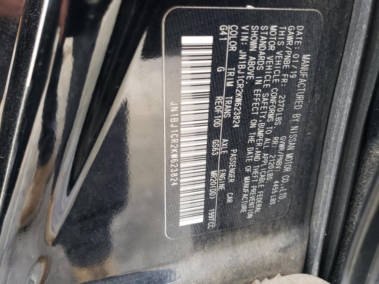 2019 Nissan Rogue Sport S VIN: JN1BJ1CR2KW623824 Lot: 51908184