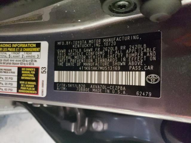 2021 TOYOTA CAMRY XSE 4T1K61AK7MU513169  49297304