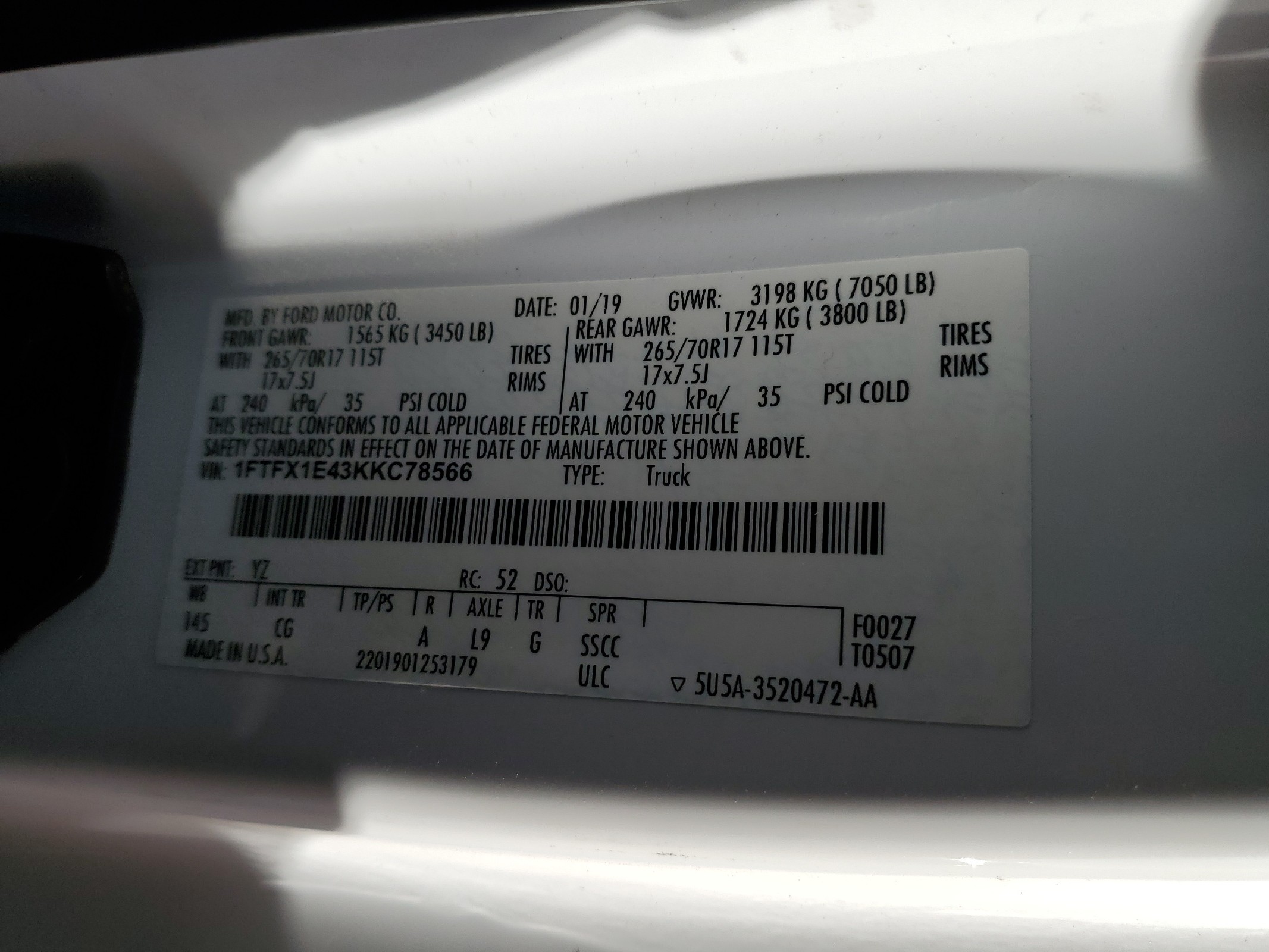 1FTFX1E43KKC78566 2019 Ford F150 Super Cab