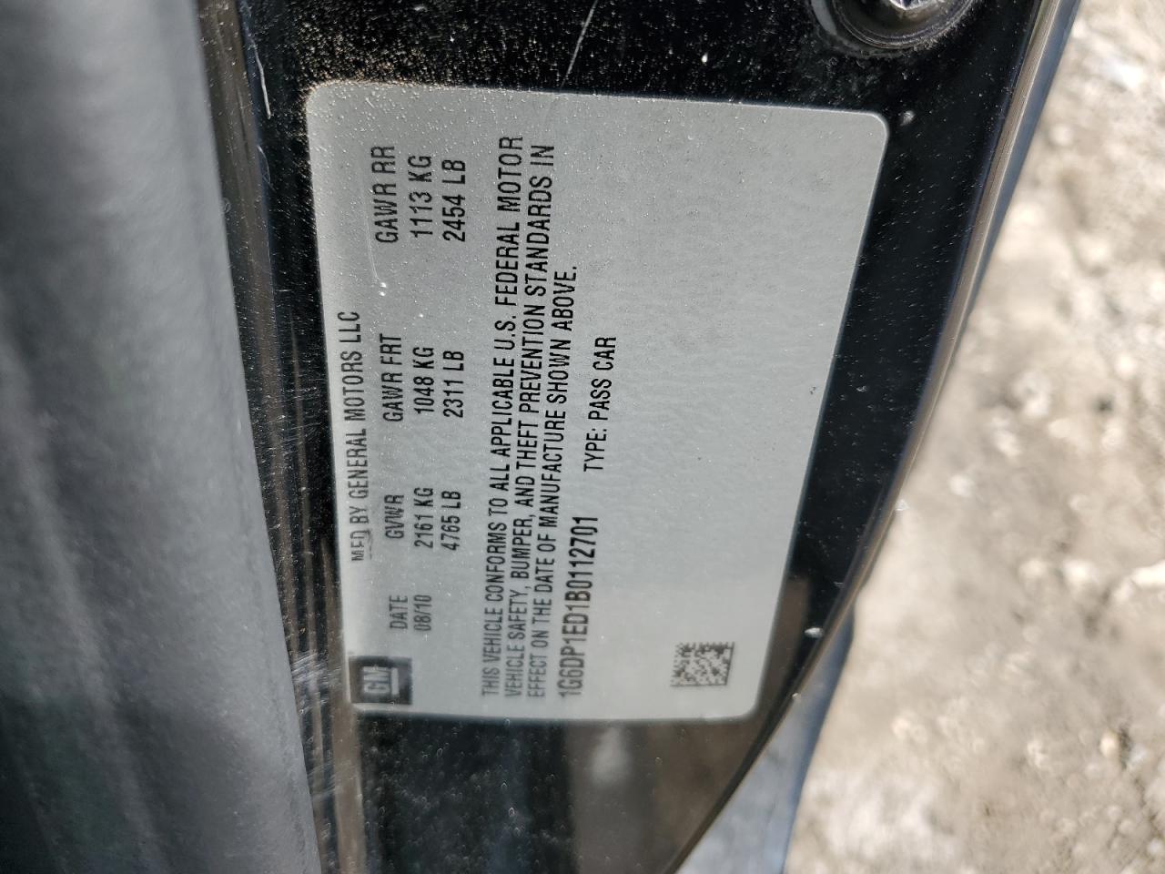 2011 Cadillac Cts Premium Collection VIN: 1G6DP1ED1B0112701 Lot: 52117854