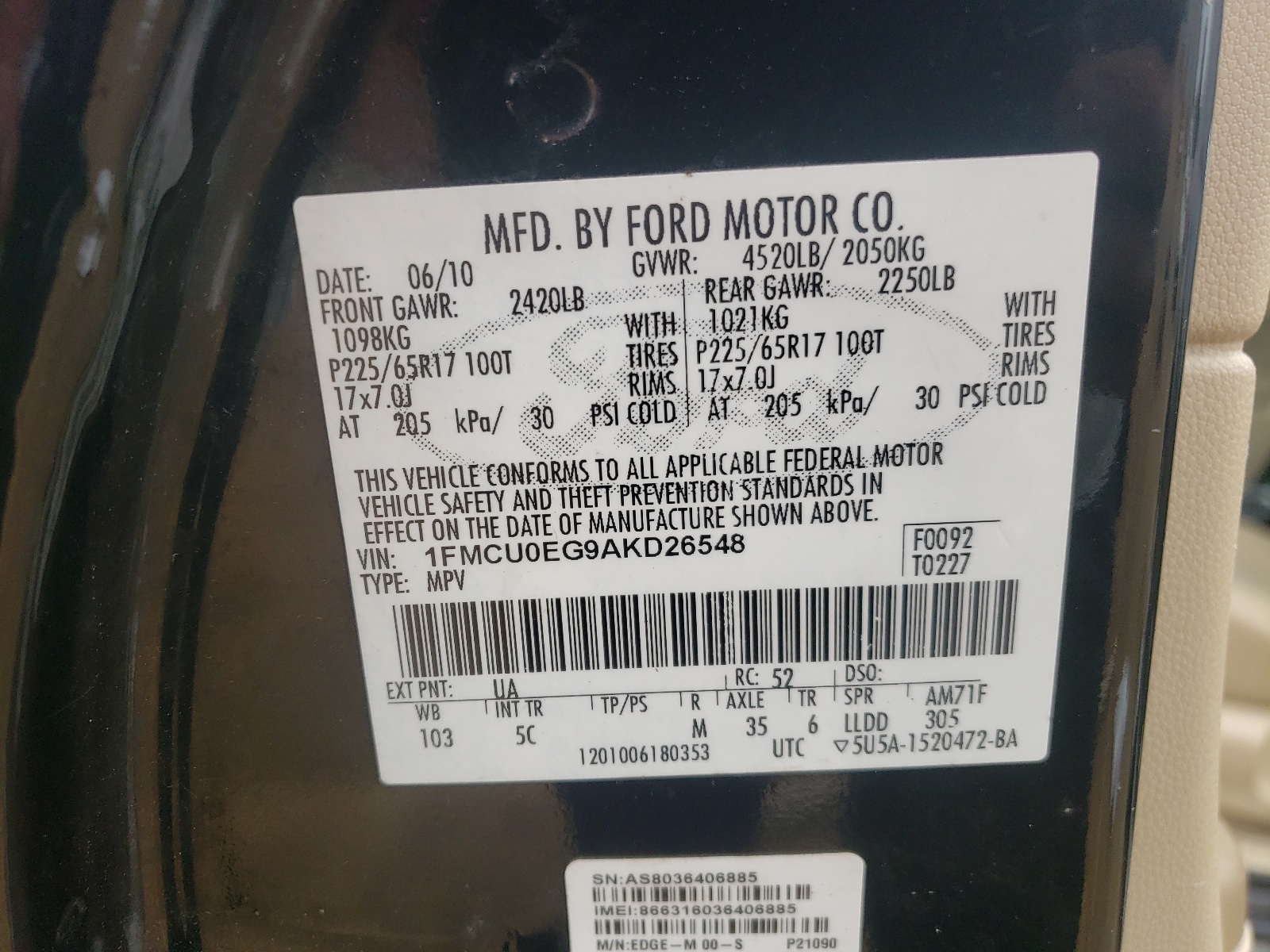 1FMCU0EG9AKD26548 2010 Ford Escape Limited