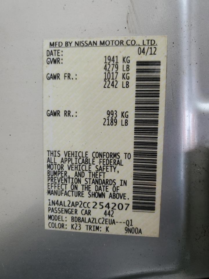 1N4AL2AP2CC254207 2012 Nissan Altima Base