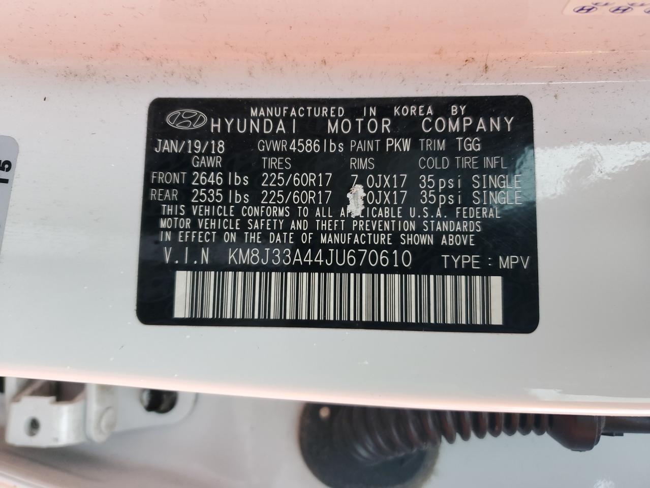 KM8J33A44JU670610 2018 HYUNDAI TUCSON - Image 12