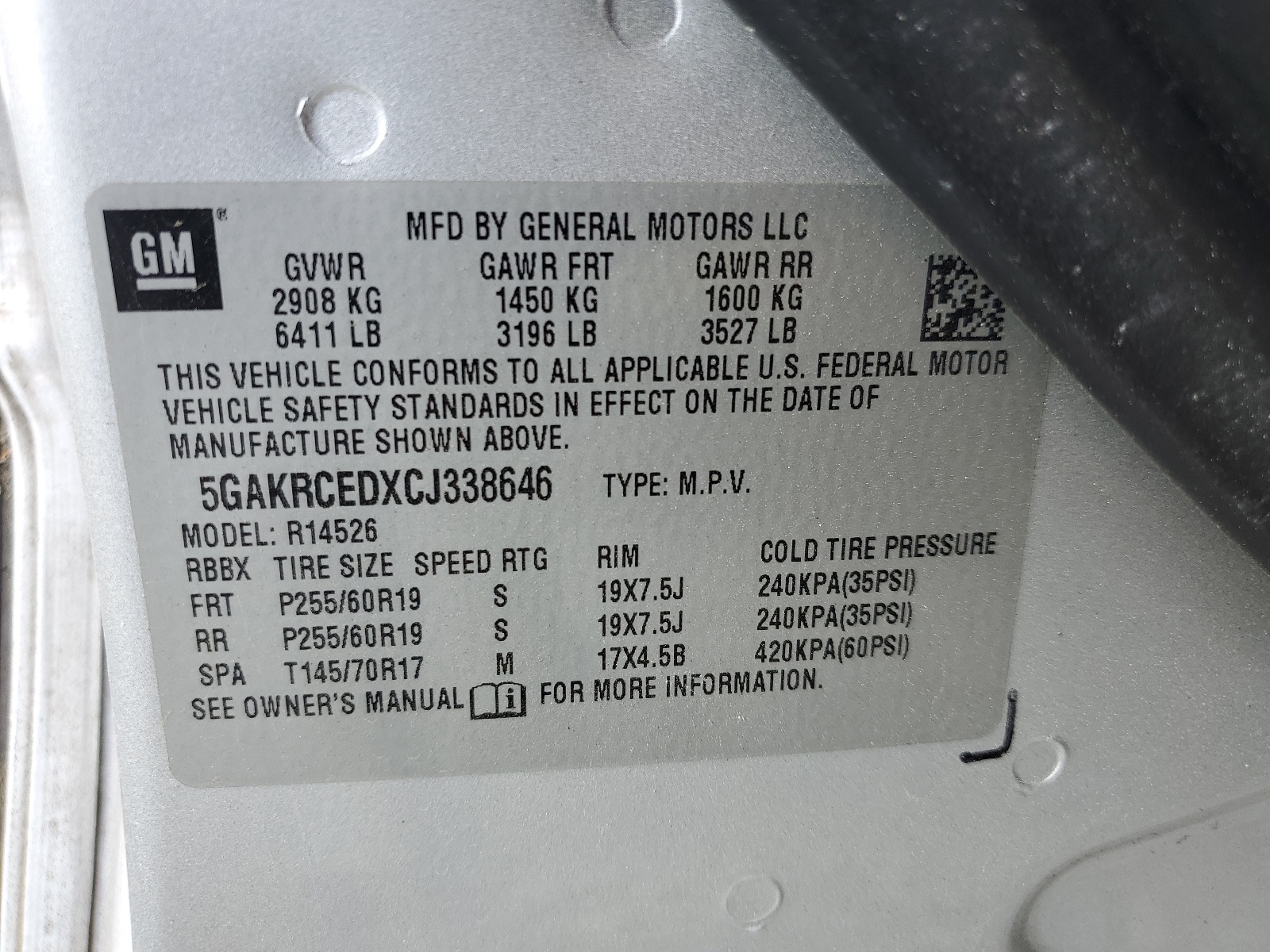 5GAKRCEDXCJ338646 2012 Buick Enclave