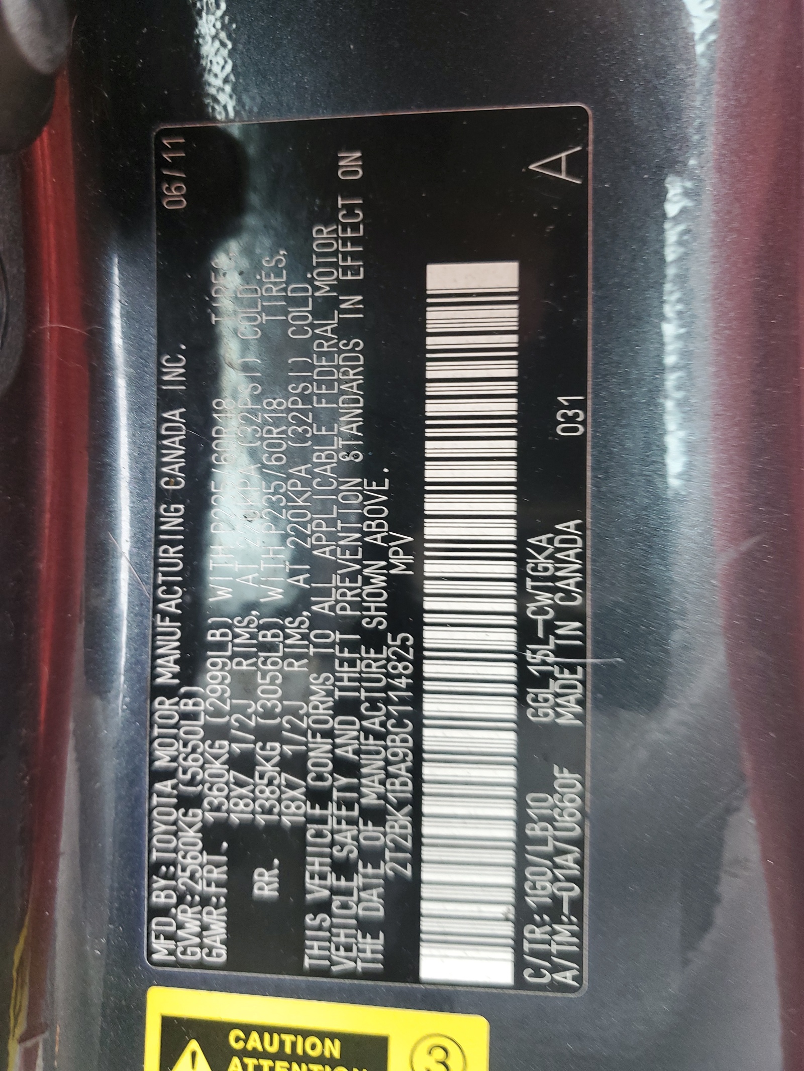 2T2BK1BA9BC114825 2011 Lexus Rx 350