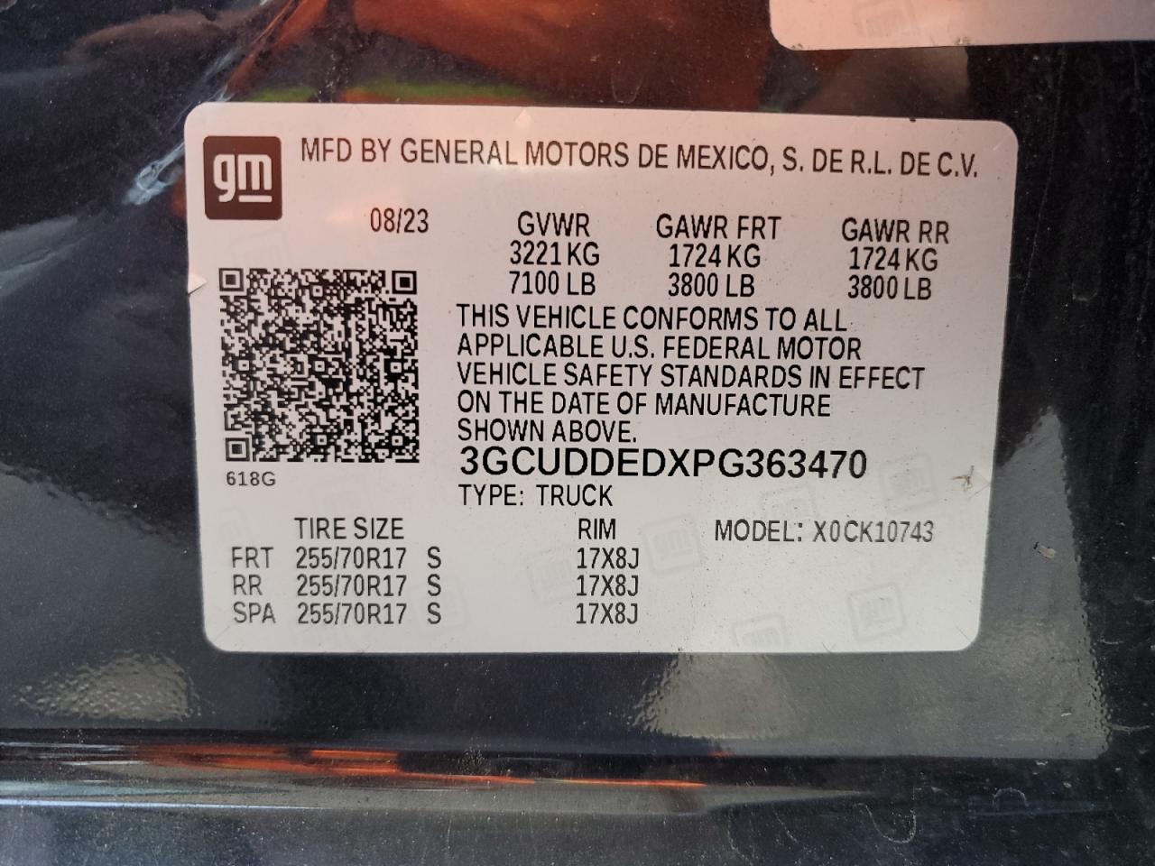 3GCUDDEDXPG363470 2023 Chevrolet Silverado K1500 Lt