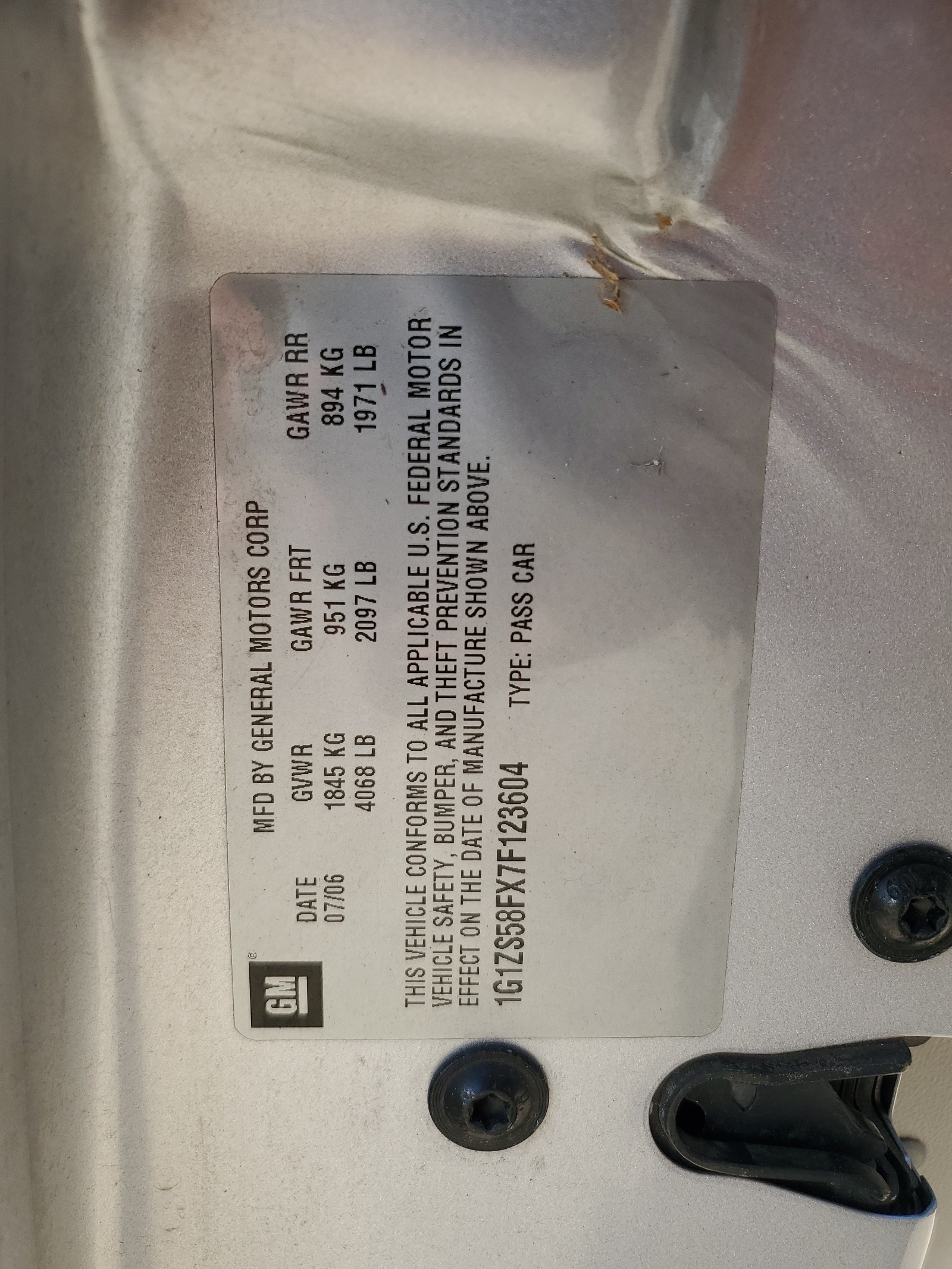 1G1ZS58FX7F123604 2007 Chevrolet Malibu Ls