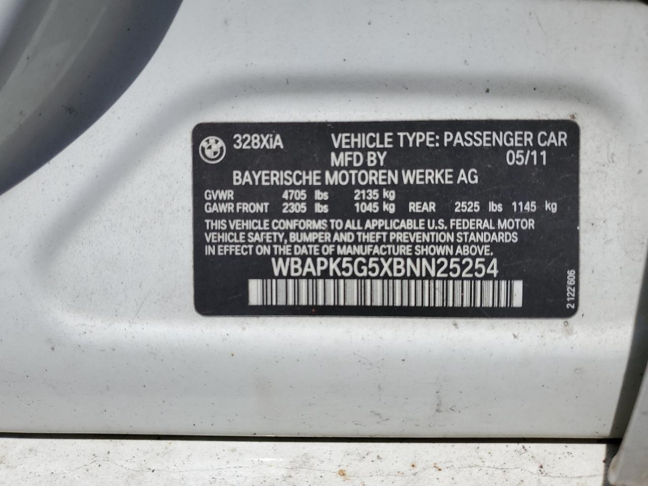 2011 BMW 328 Xi Sulev VIN: WBAPK5G5XBNN25254 Lot: 52041964