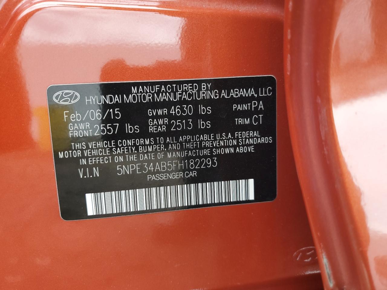 2015 Hyundai Sonata Sport VIN: 5NPE34AB5FH182293 Lot: 52108134