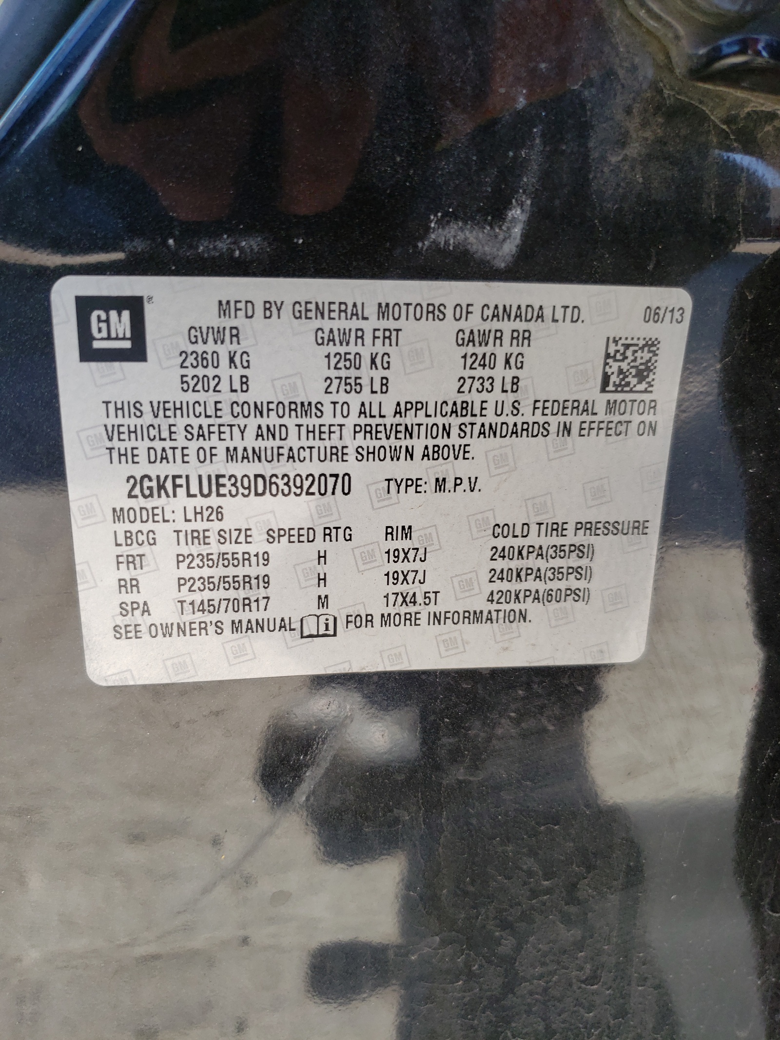 2GKFLUE39D6392070 2013 GMC Terrain Slt