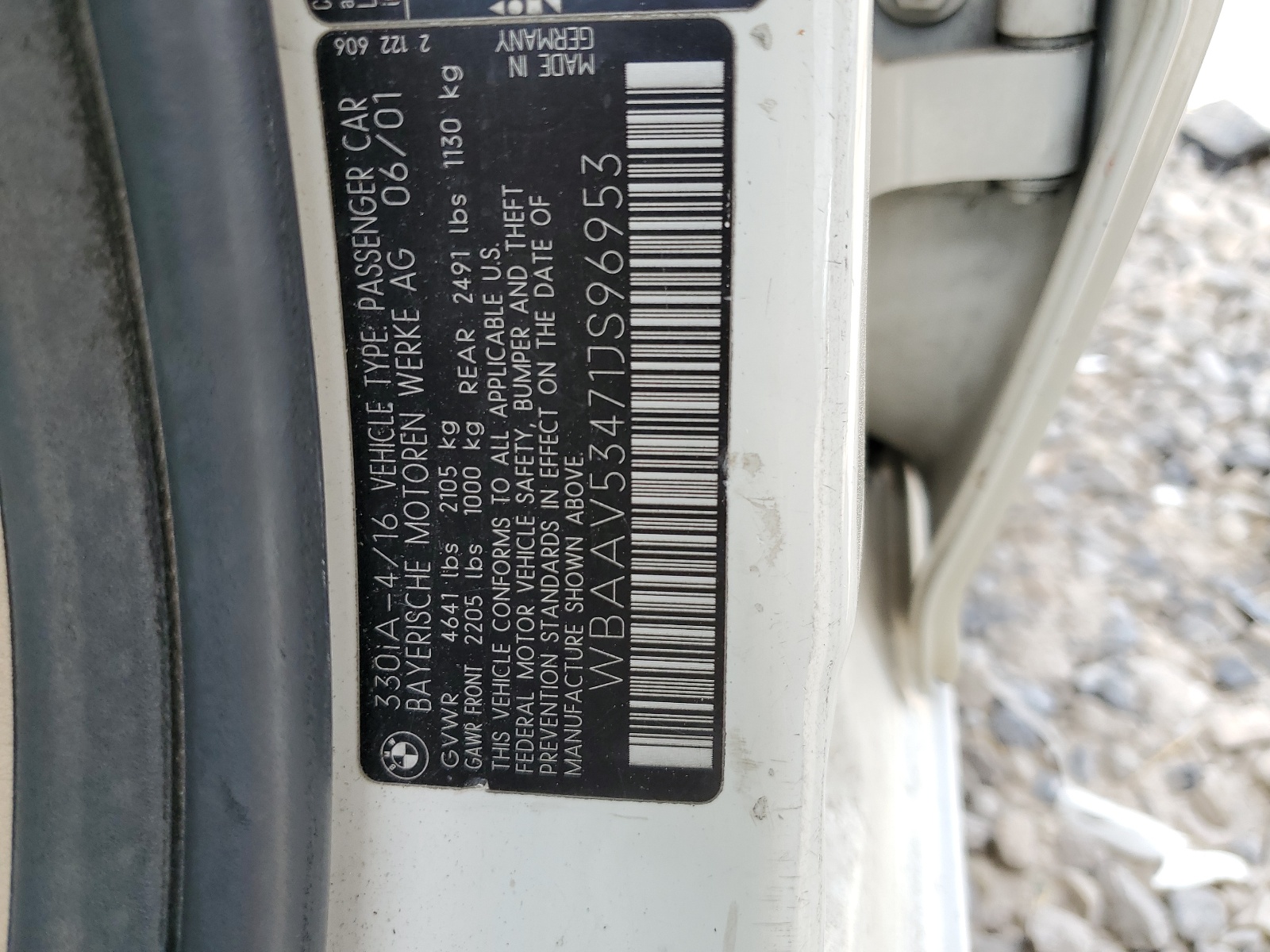 WBAAV53471JS96953 2001 BMW 330 I