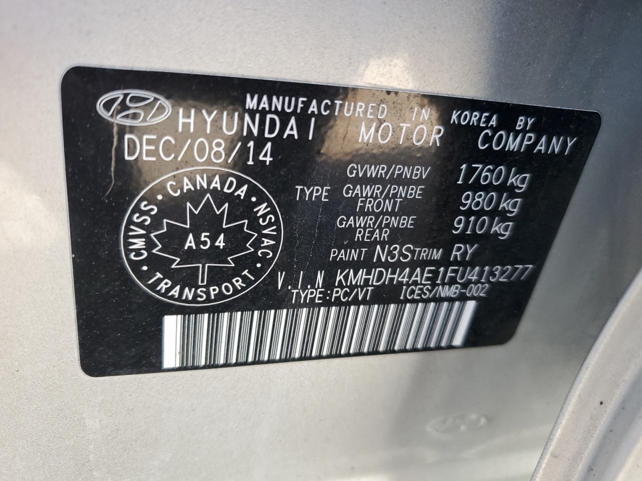 KMHDH4AE1FU413277 2015 Hyundai Elantra Se