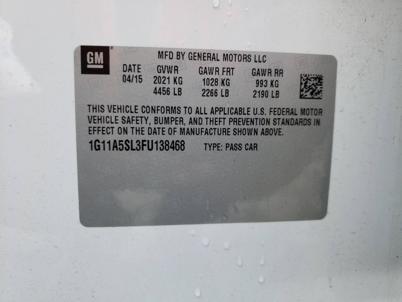 1G11A5SL3FU138468 2015 CHEVROLET MALIBU - Image 14