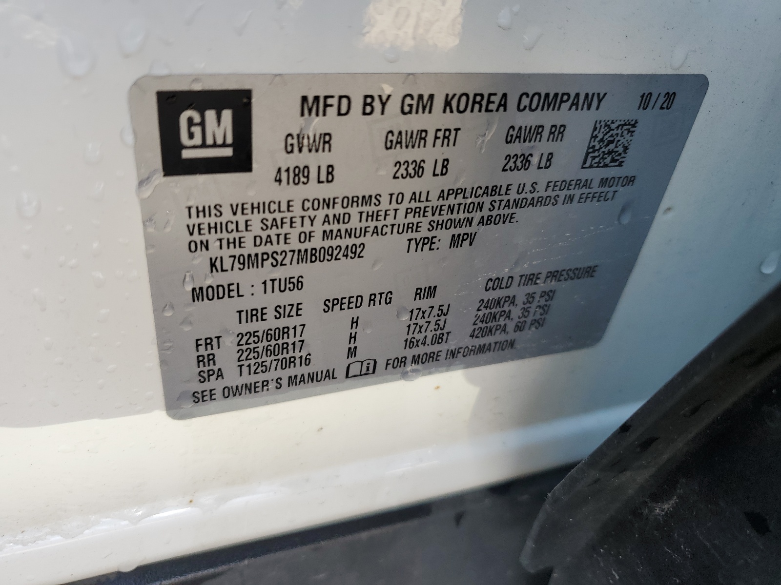 KL79MPS27MB092492 2021 Chevrolet Trailblazer Lt