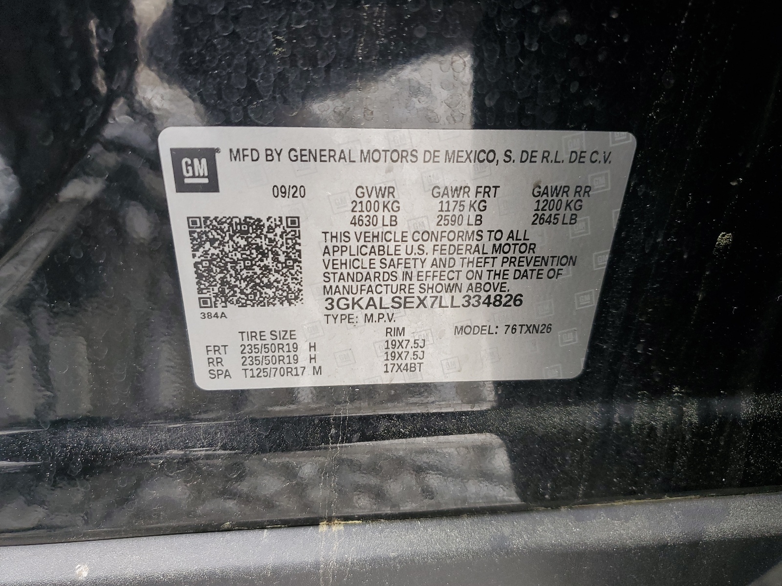 3GKALSEX7LL334826 2020 GMC Terrain Denali