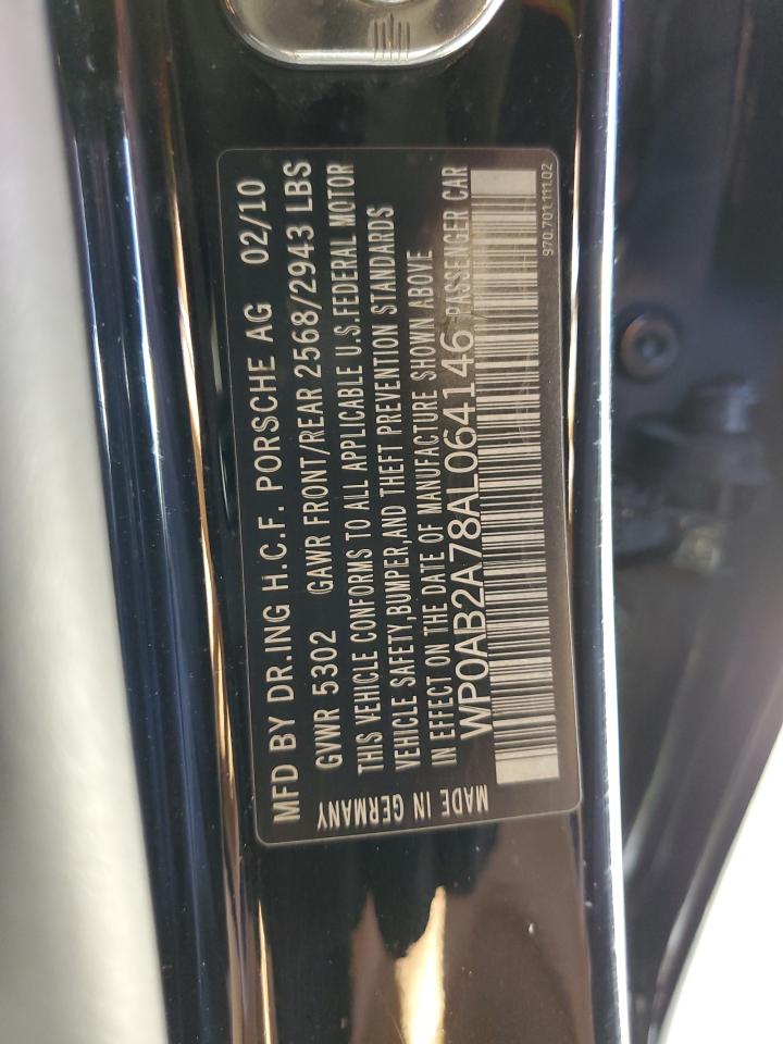 2010 Porsche Panamera S VIN: WP0AB2A78AL064146 Lot: 52550264