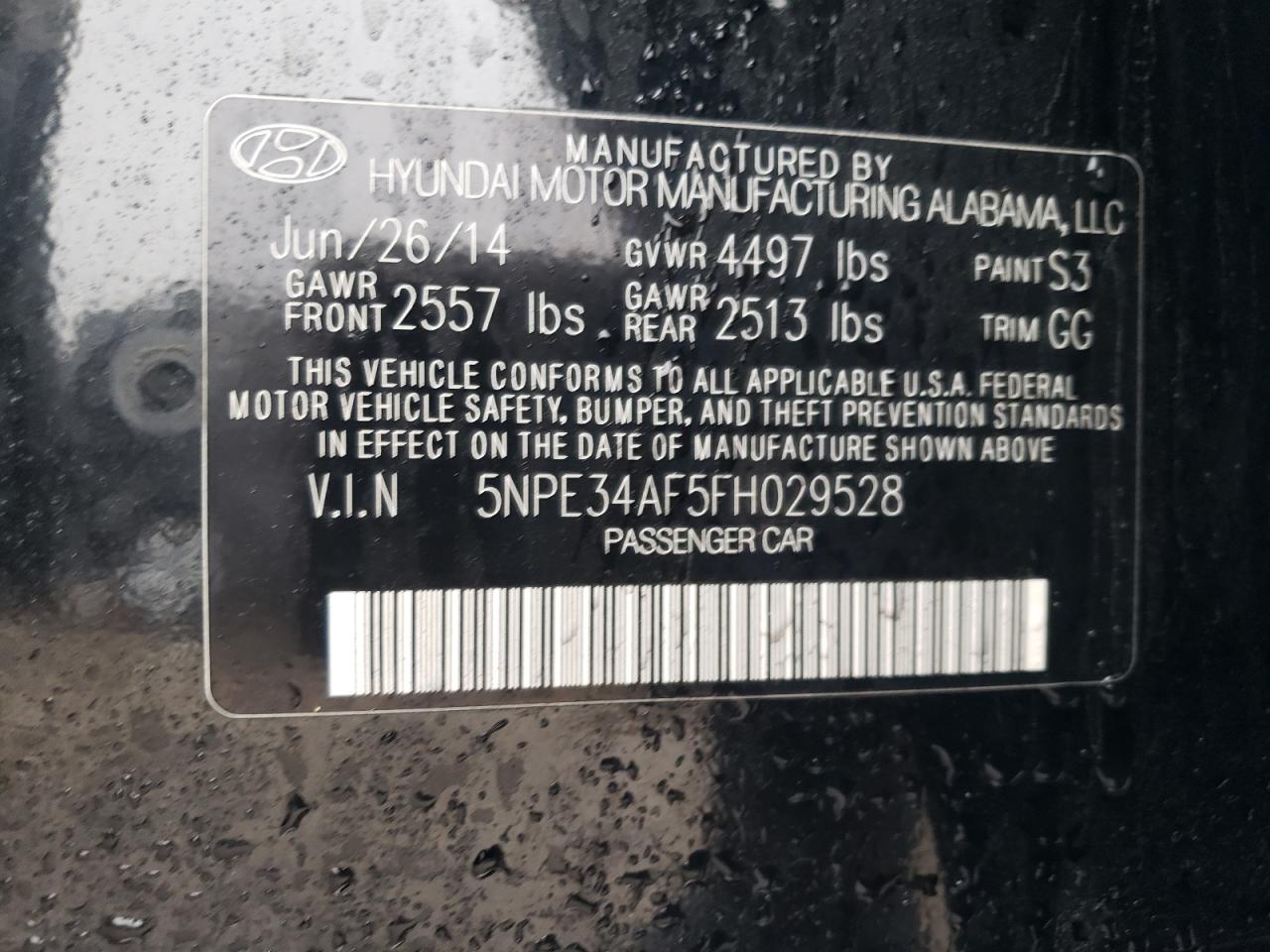 5NPE34AF5FH029528 2015 Hyundai Sonata Sport