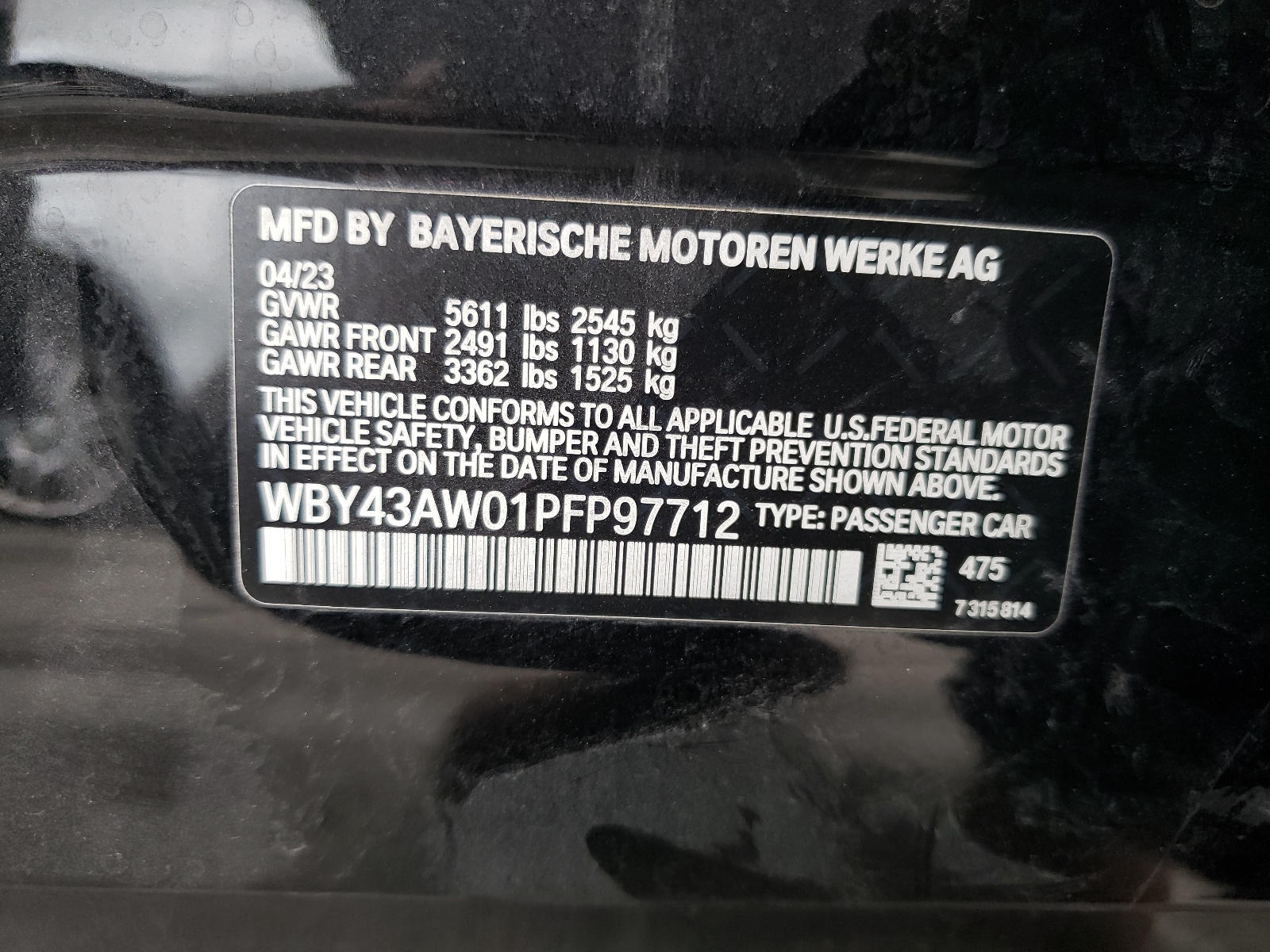 WBY43AW01PFP97712 2023 BMW I4 Edrive 35