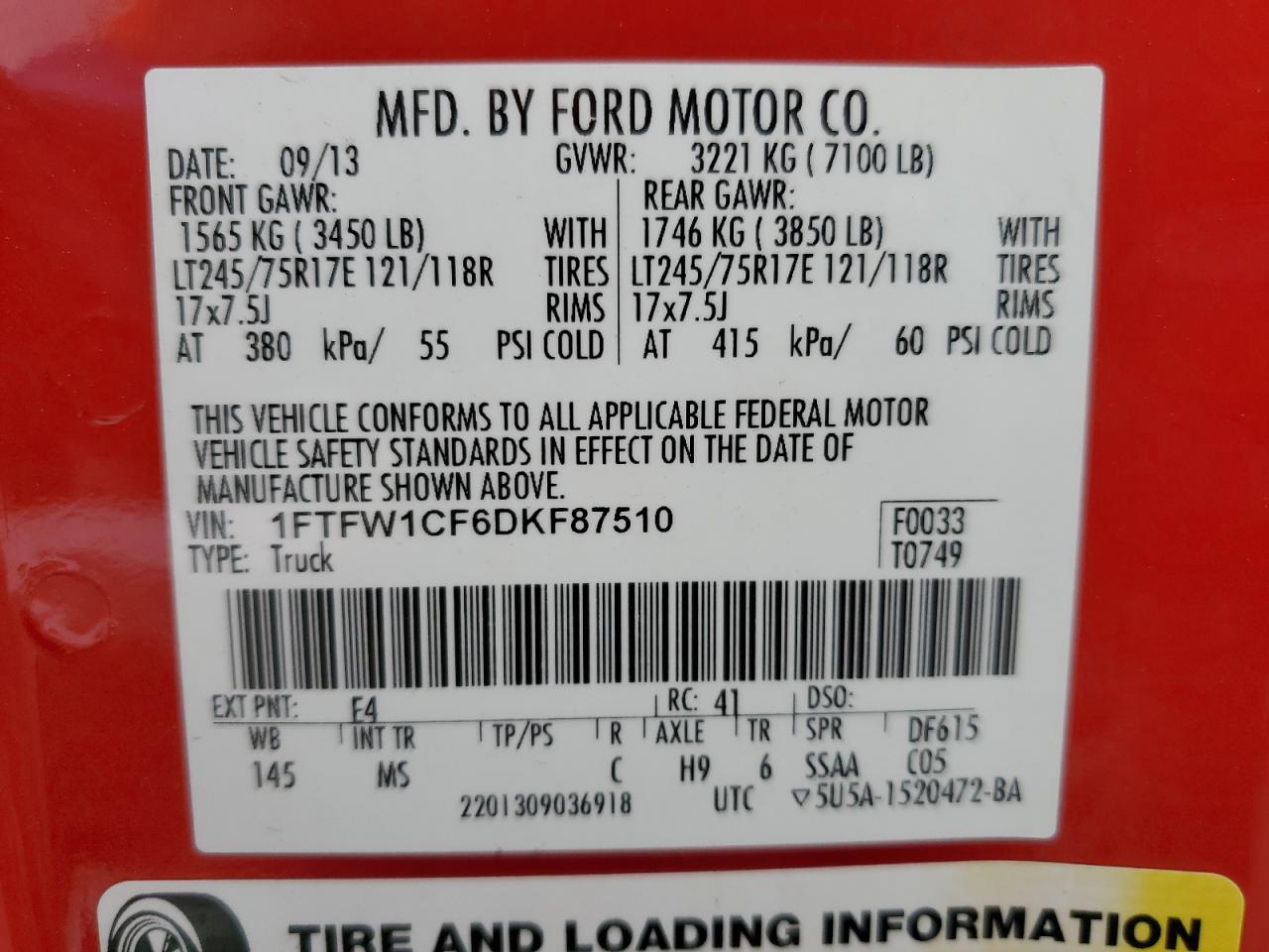 1FTFW1CF6DKF87510 2013 Ford F150 Supercrew