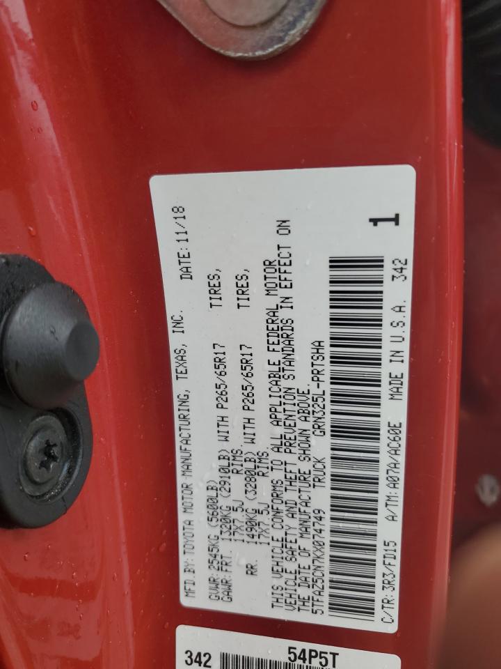 2019 Toyota Tacoma Double Cab VIN: 5TFAZ5CN7KX074749 Lot: 50718494