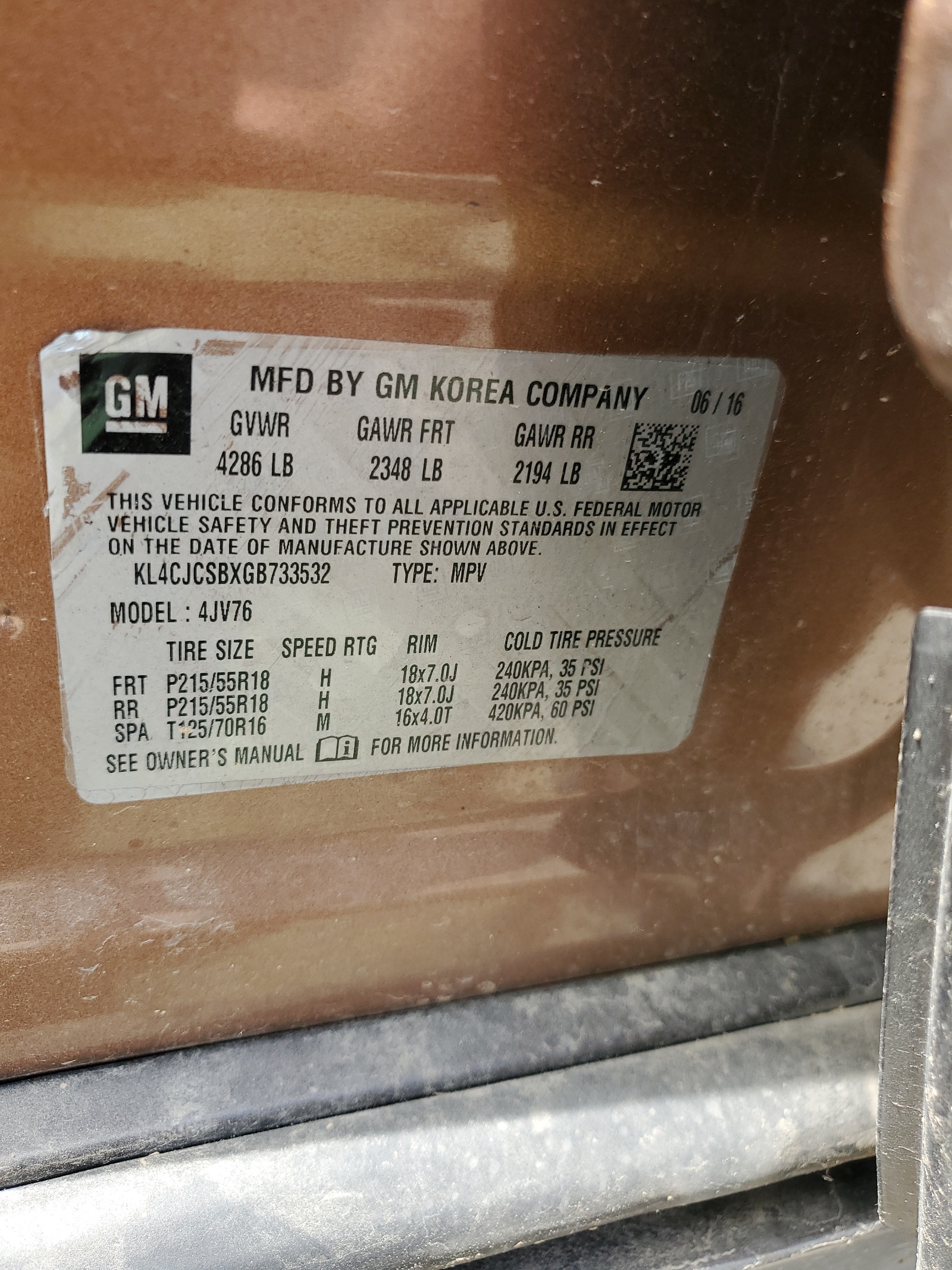 KL4CJCSBXGB733532 2016 Buick Encore