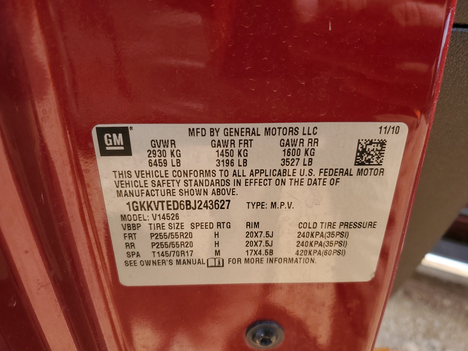 1GKKVTED6BJ243627 2011 GMC Acadia Denali