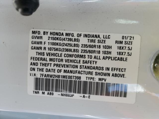 2021 HONDA CR-V EXL 7FARW2H81ME007398  49720184