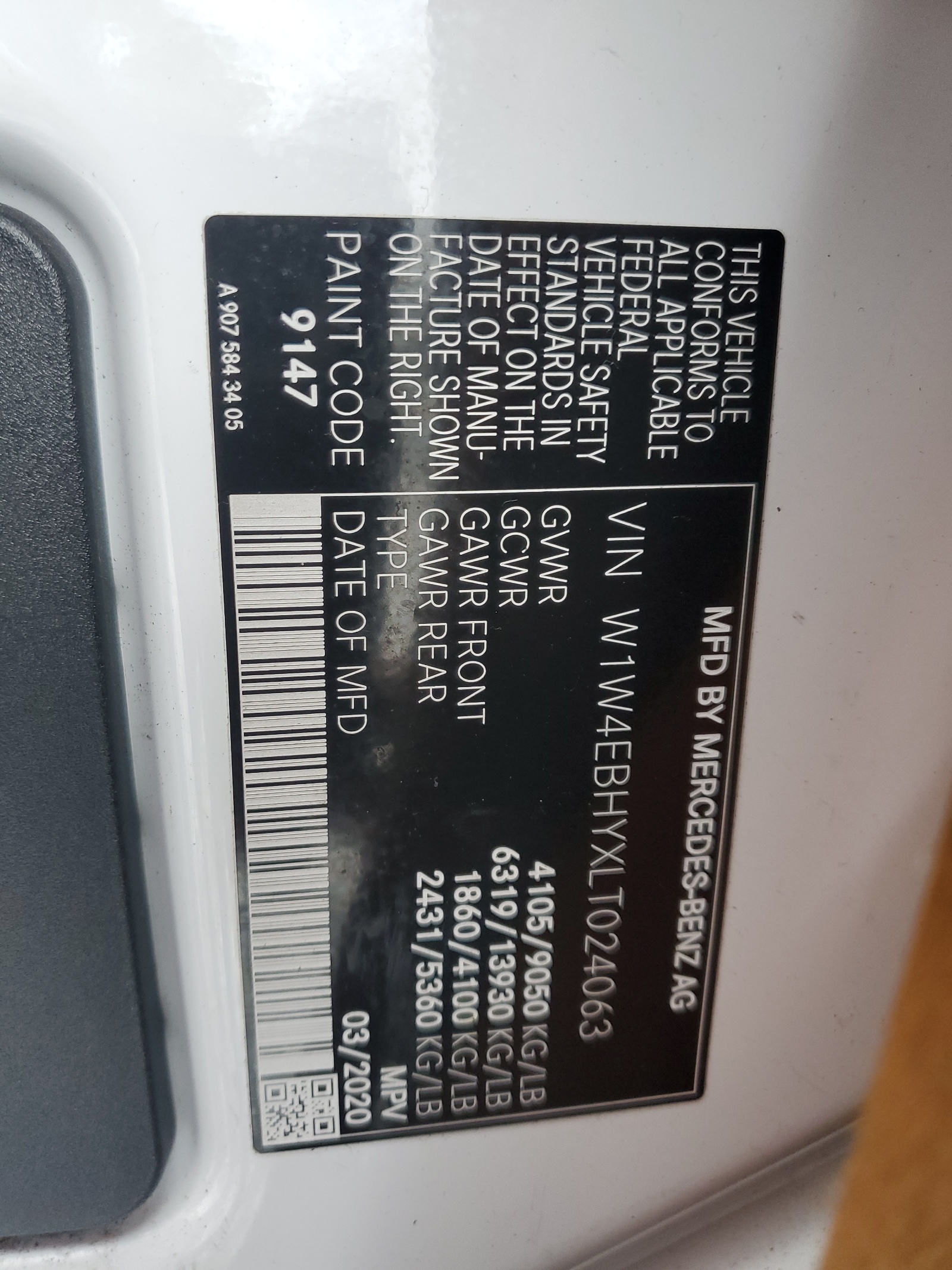 W1W4EBHYXLT024063 2020 Mercedes-Benz Sprinter 2500