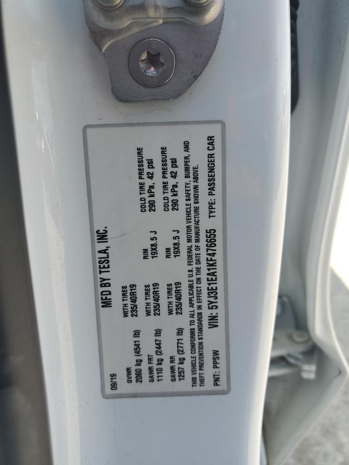 5YJ3E1EA1KF476655 2019 Tesla Model 3