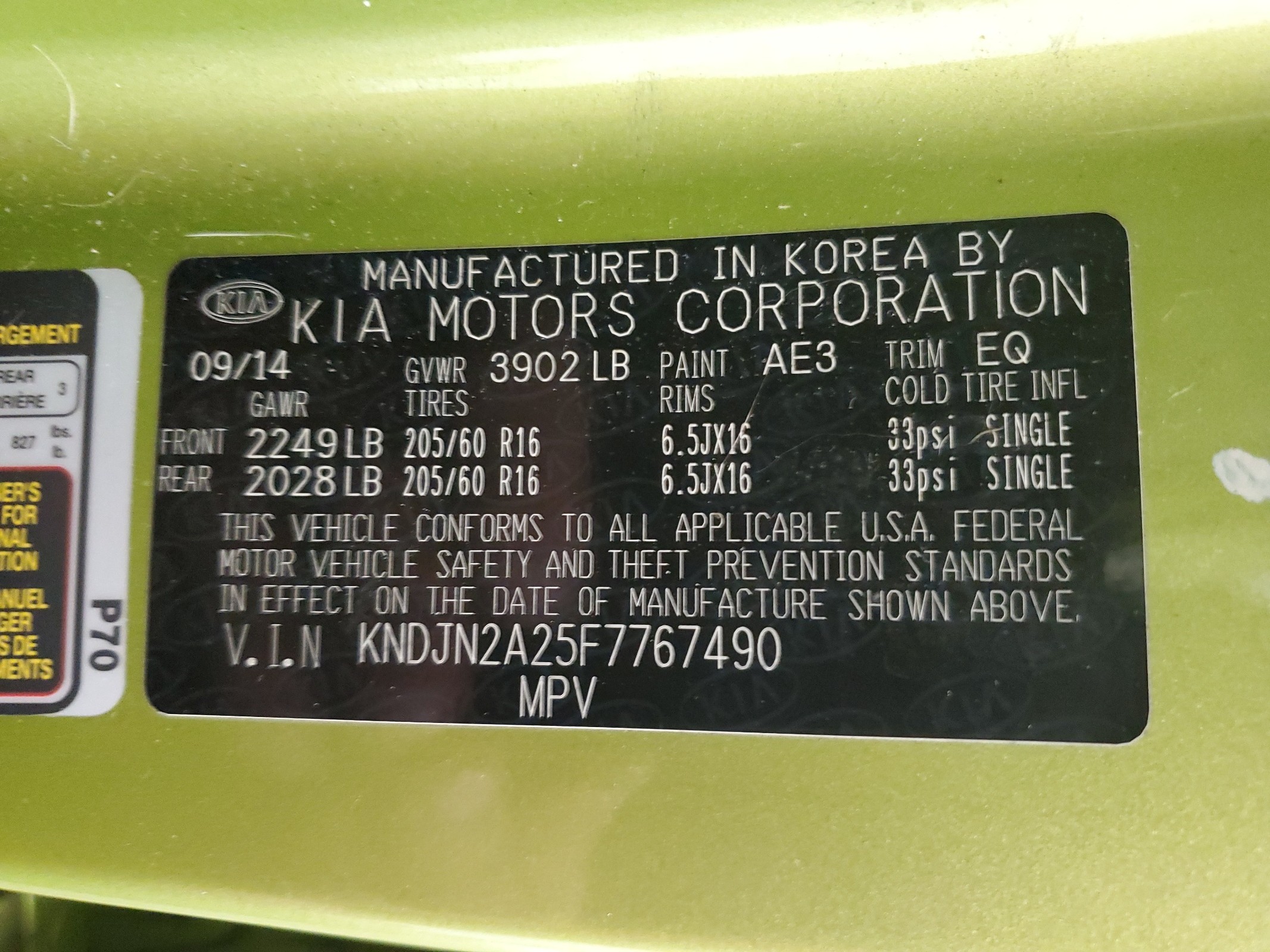 KNDJN2A25F7767490 2015 Kia Soul
