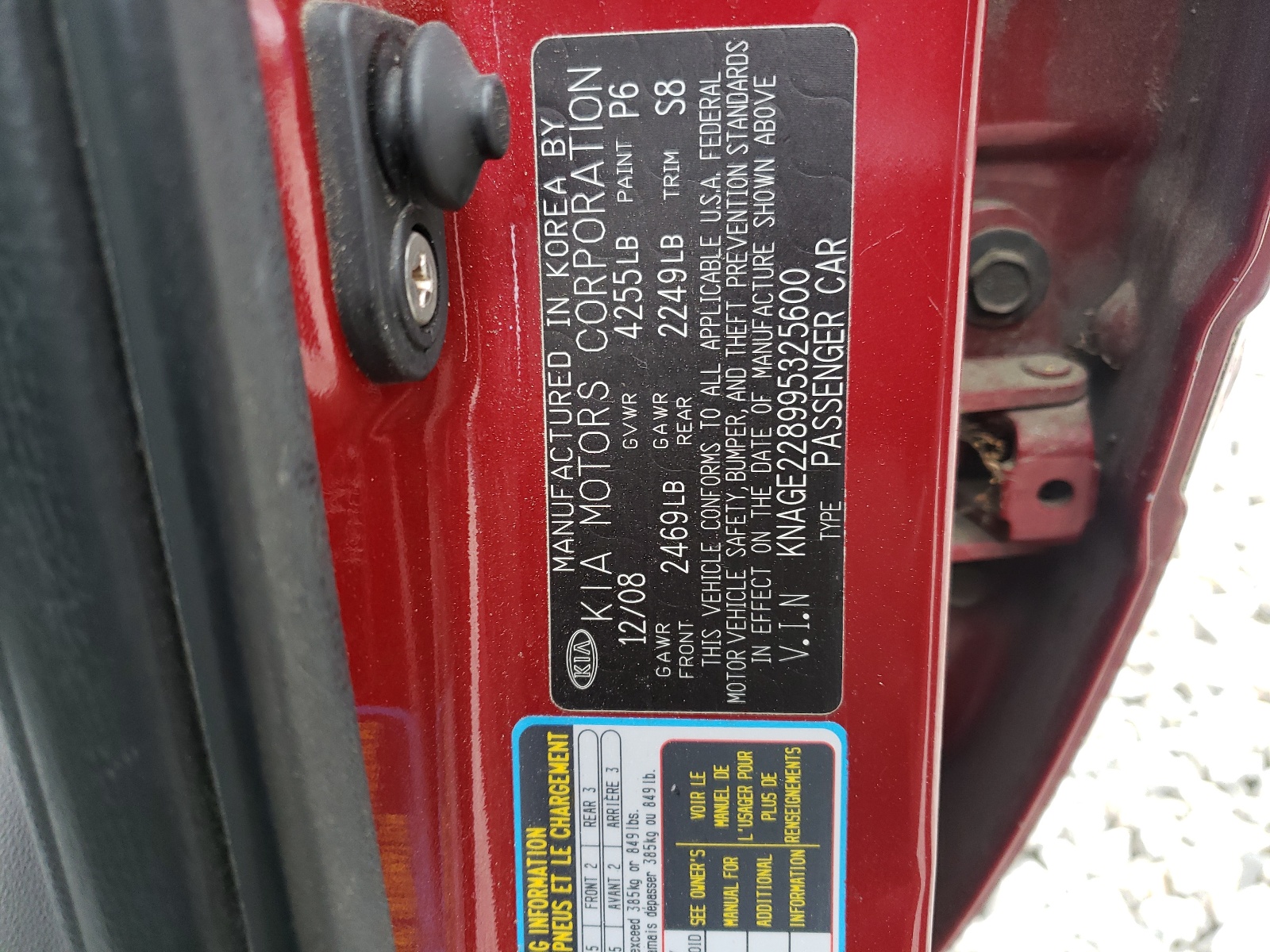 KNAGE228995325600 2009 Kia Optima Lx