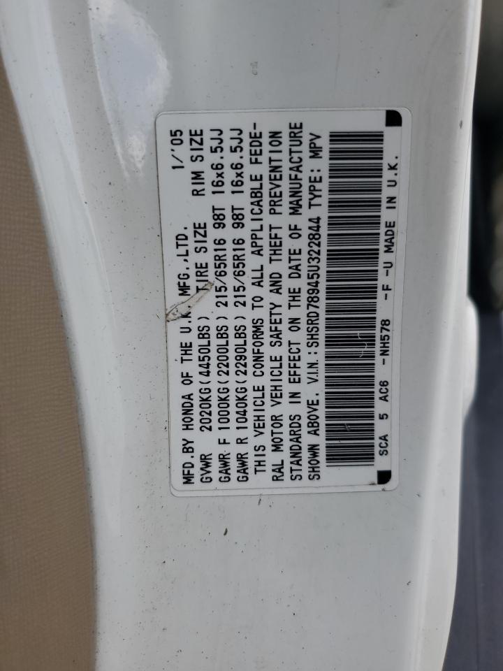 2005 Honda Cr-V Se VIN: SHSRD78945U322844 Lot: 51638694