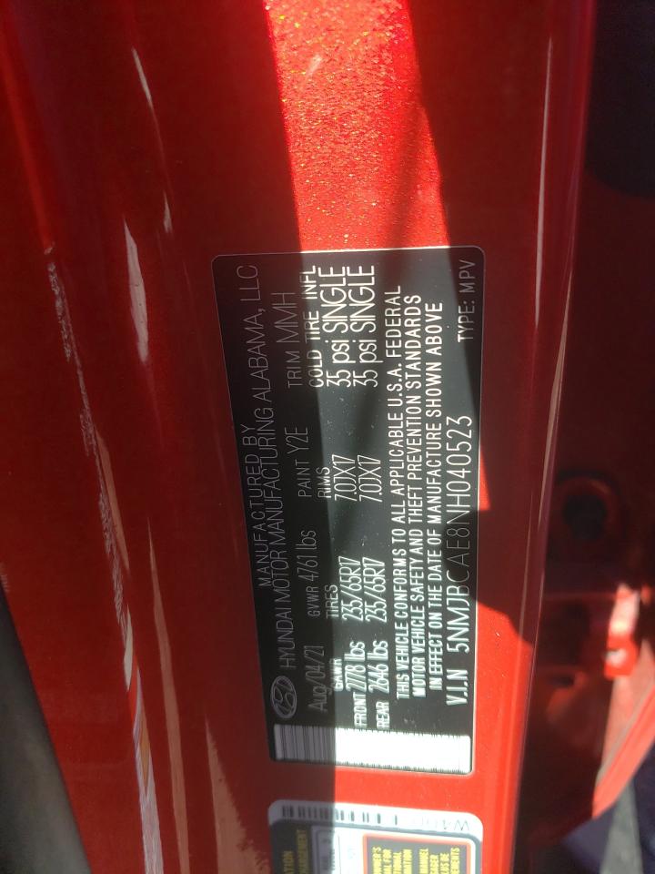 2022 Hyundai Tucson Sel VIN: 5NMJBCAE8NH040523 Lot: 50366444