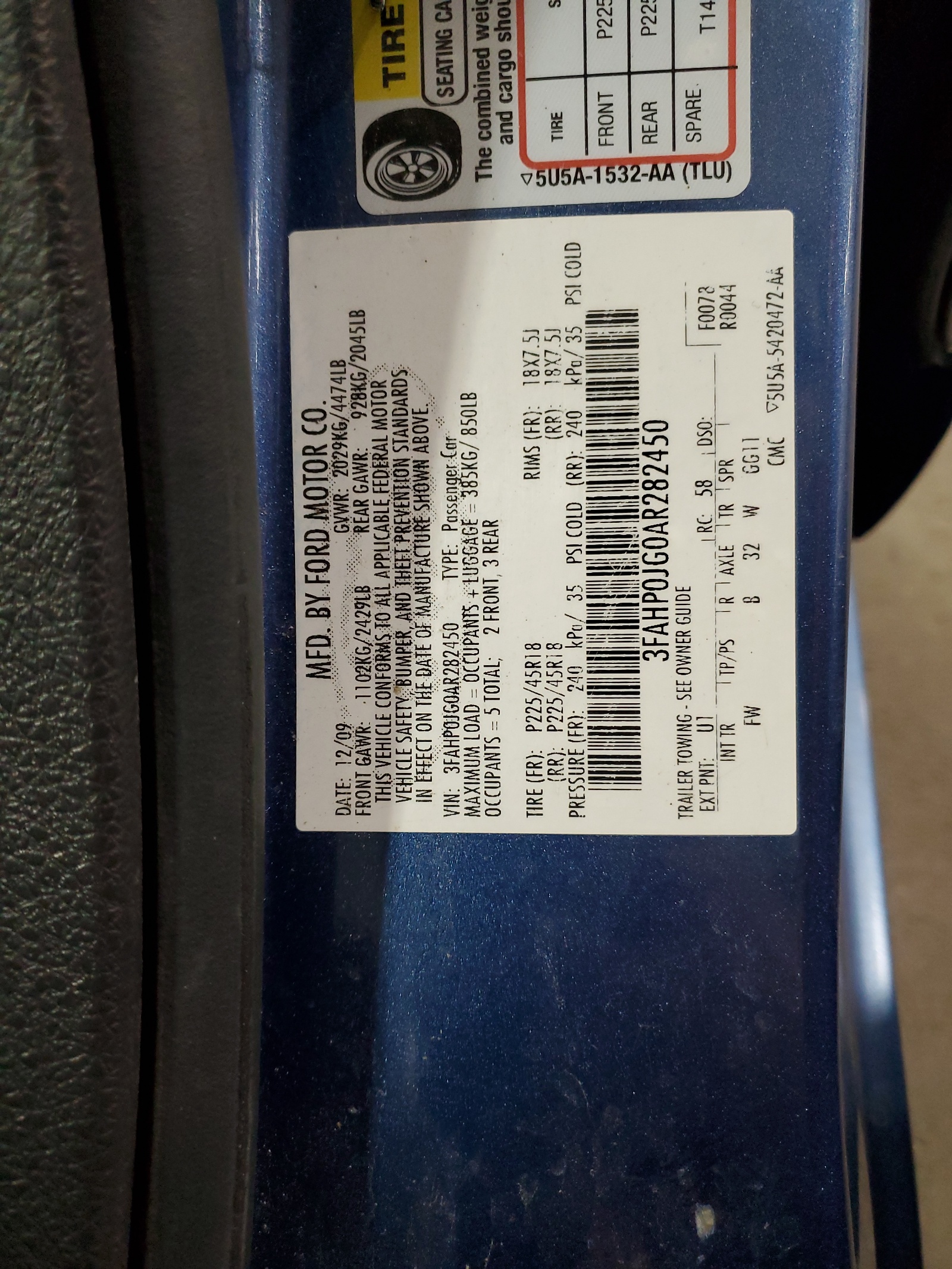 3FAHP0JG0AR282450 2010 Ford Fusion Sel