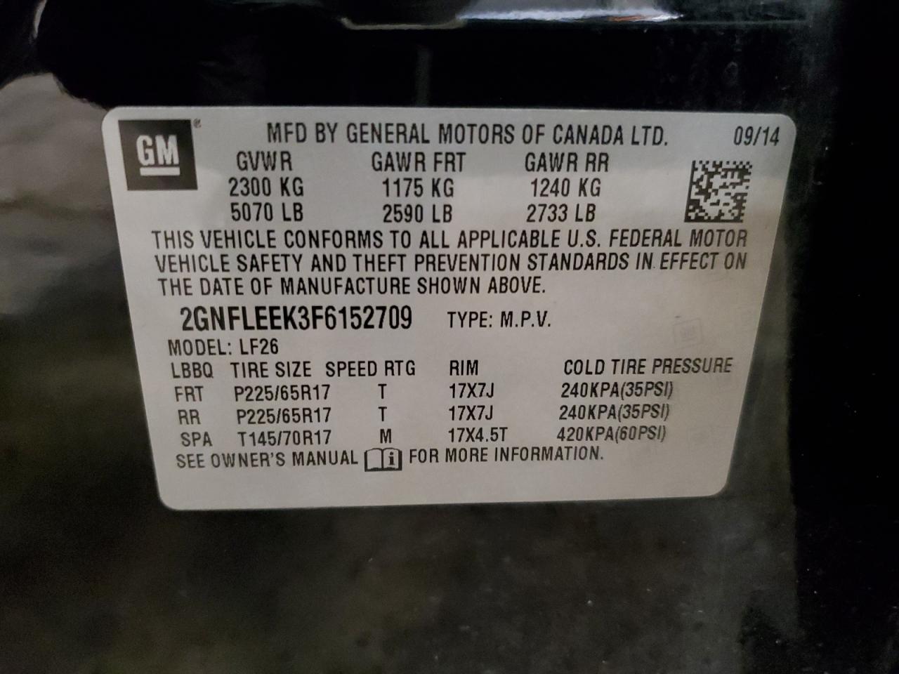 2GNFLEEK3F6152709 2015 Chevrolet Equinox Ls