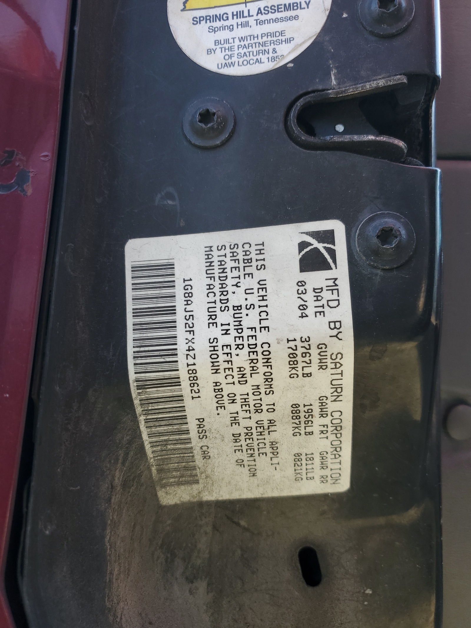 1G8AJ52FX4Z188621 2004 Saturn Ion Level 2