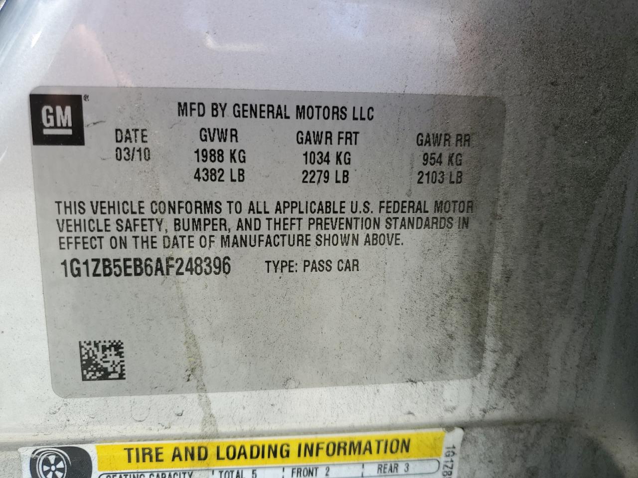 2010 Chevrolet Malibu Ls VIN: 1G1ZB5EB6AF248396 Lot: 52086764