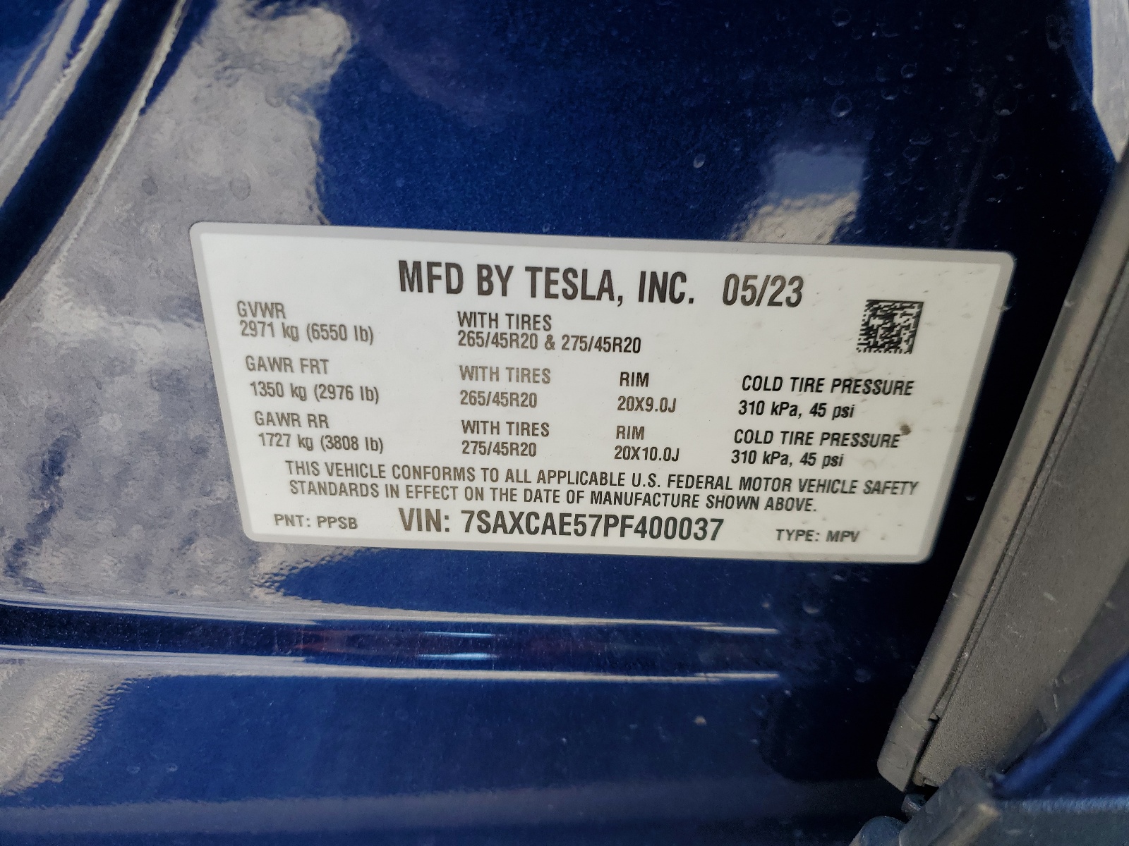 7SAXCAE57PF400037 2023 Tesla Model X