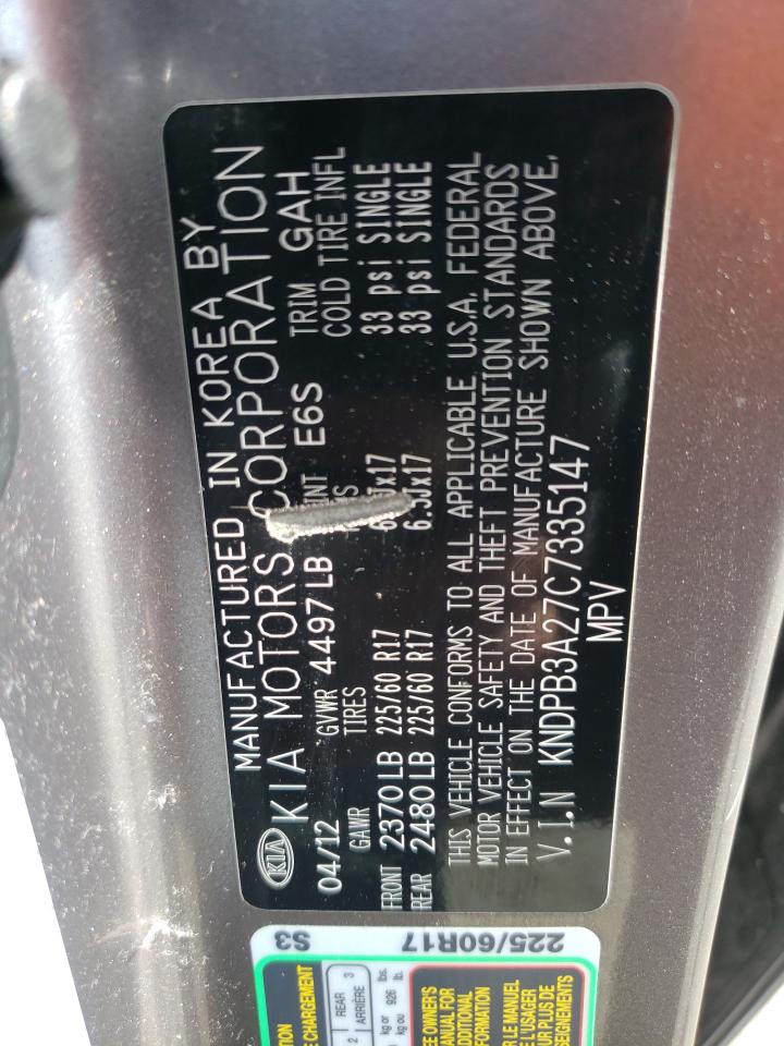 2012 Kia Sportage Base VIN: KNDPB3A27C7335147 Lot: 49099954