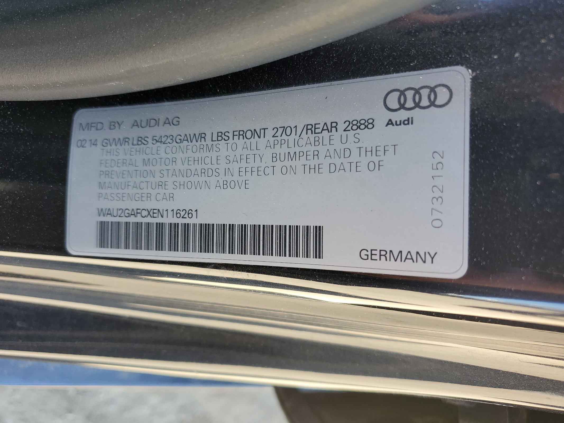 2014 Audi A7 Prestige vin: WAU2GAFCXEN116261