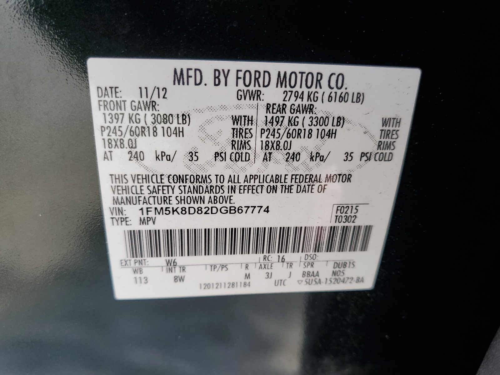 1FM5K8D82DGB67774 2013 Ford Explorer Xlt