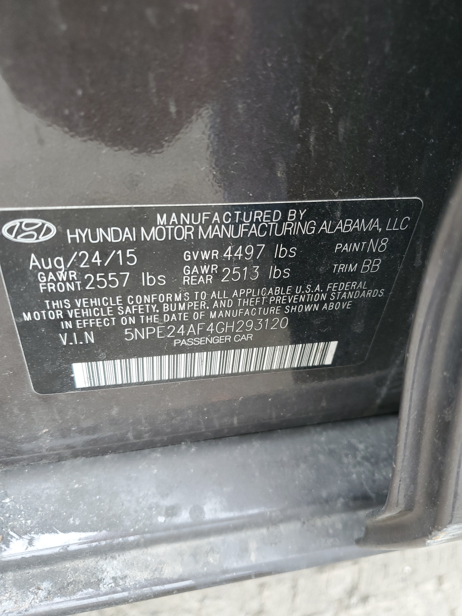 5NPE24AF4GH293120 2016 Hyundai Sonata Se