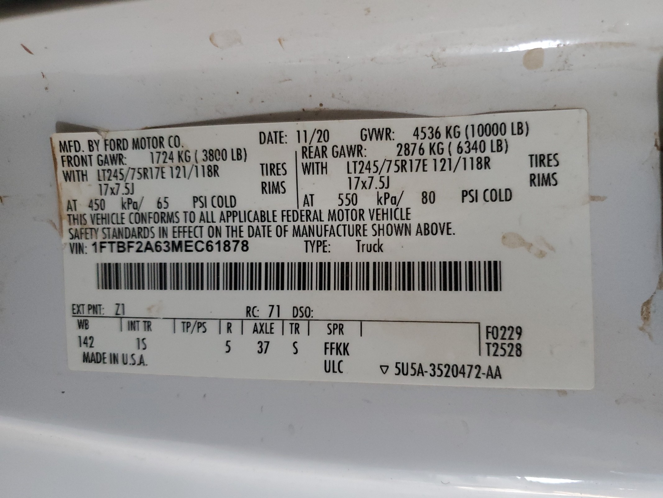 1FTBF2A63MEC61878 2021 Ford F250 Super Duty