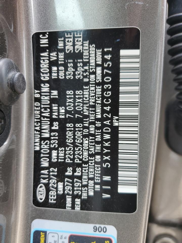 2012 Kia Sorento Sx VIN: 5XYKWDA24CG307541 Lot: 52197634