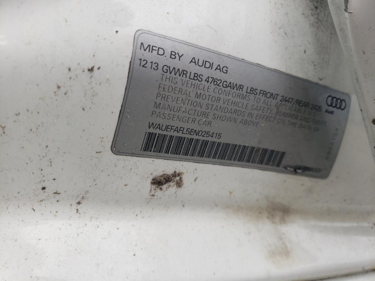 2014 Audi A4 Premium Plus VIN: WAUEFAFL5EN025415 Lot: 50059564