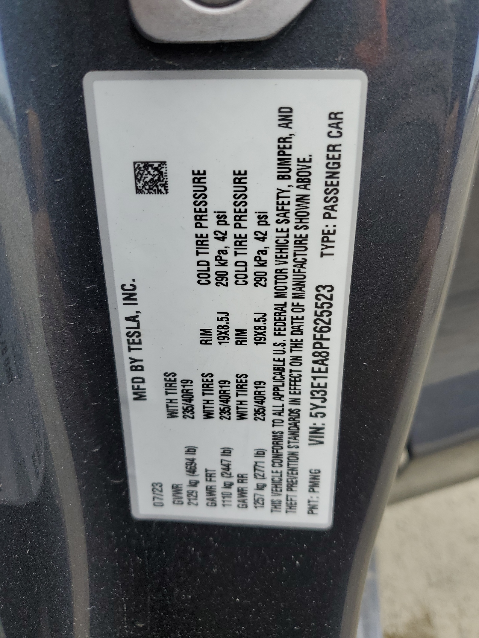 5YJ3E1EA8PF625523 2023 Tesla Model 3